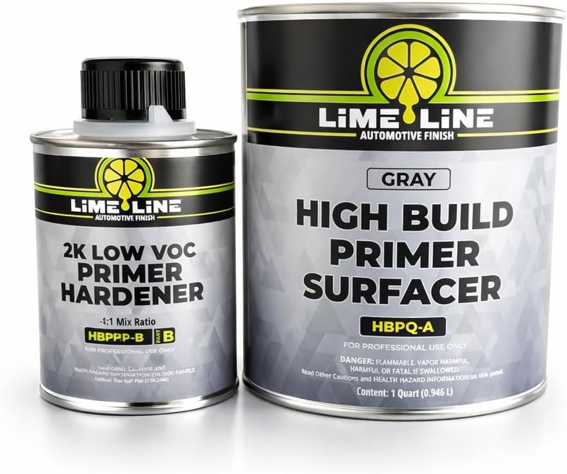 LiME LiNE Sand-able Automotive Primer Surfacer, Direct-to-Metal, High Build 2k Urethane, 1.25 Quart kit, (Light Grey) 4:1 mixture - Image 1